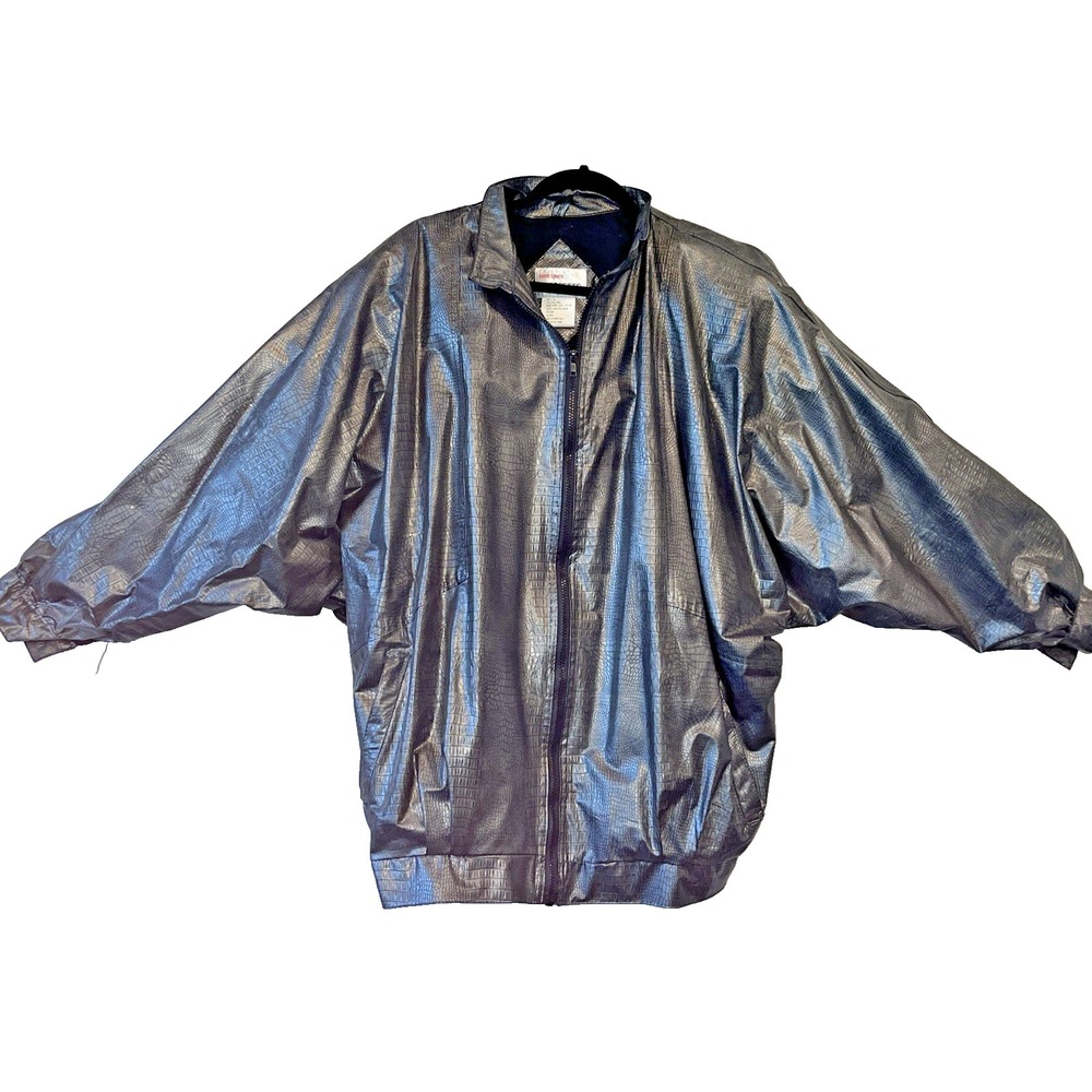 Vinyl Silver Snakeskin Rain Coat Kenn Sporn Wippette Women's Large Vintage